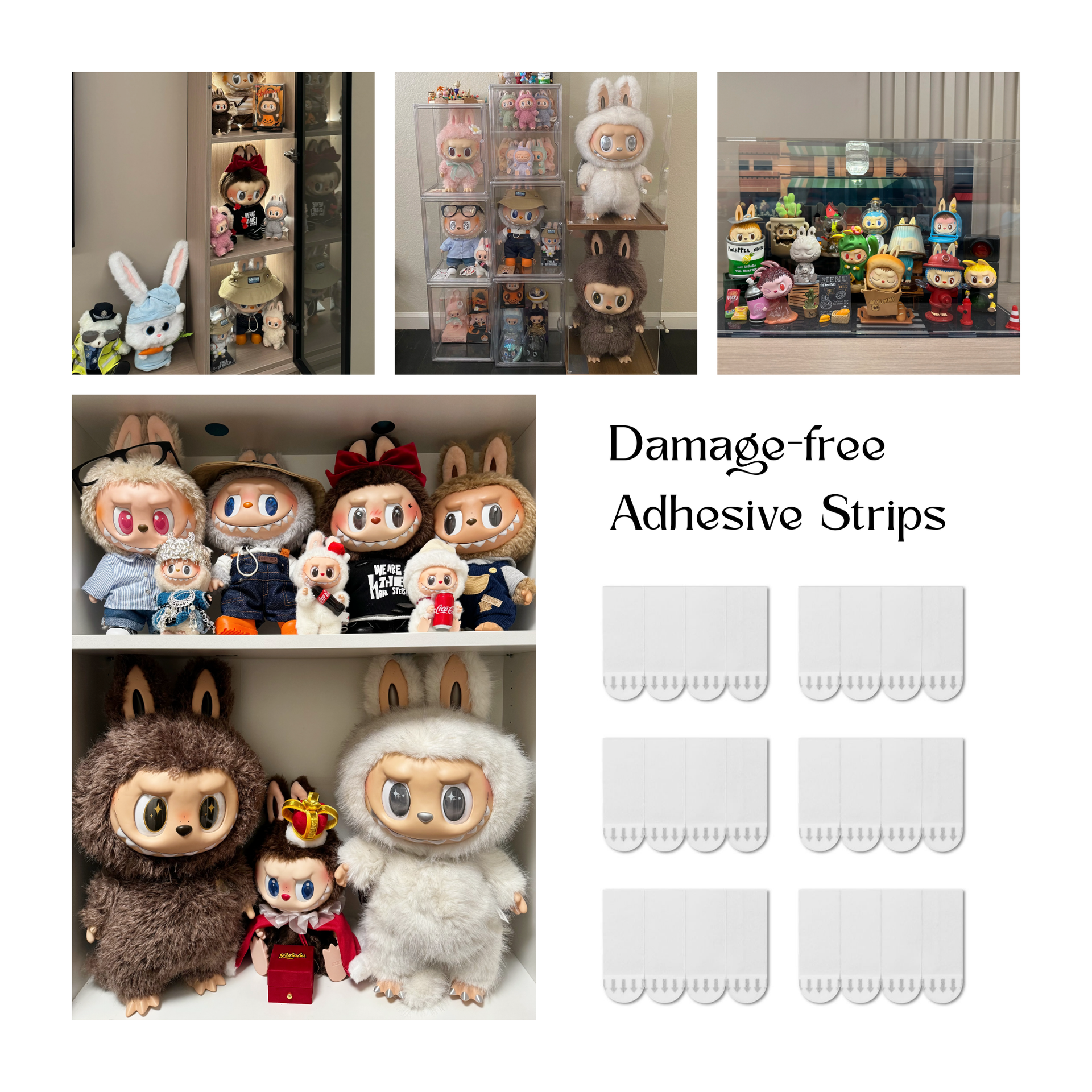 Labubu Securing Adhesive Strips - Secure in Display Cases, No Residue