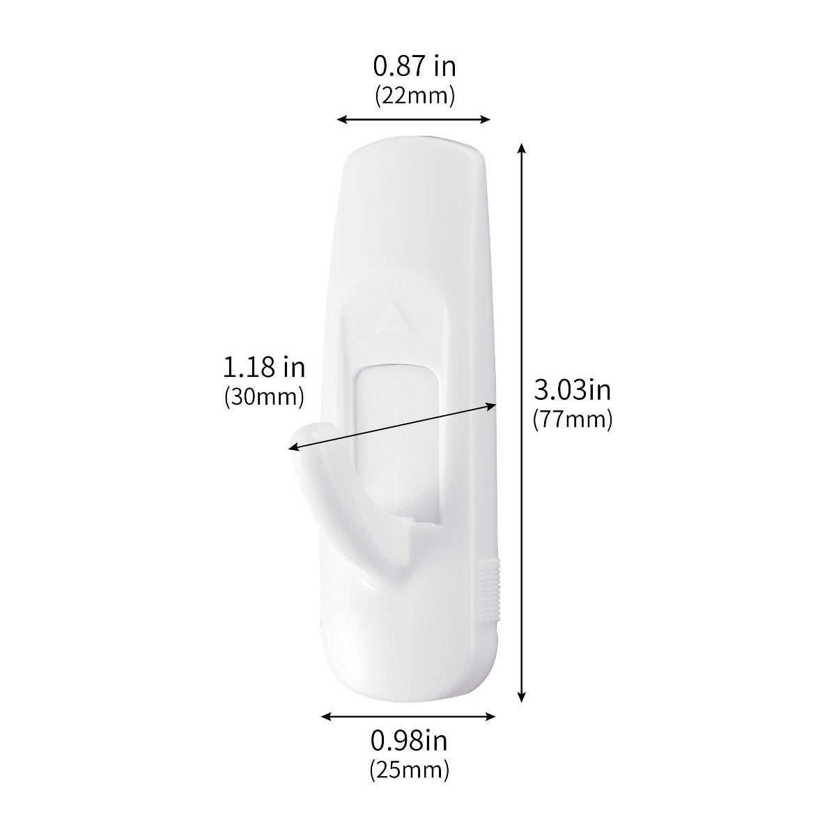 A flat display of a medium Utility Hook with labeled dimensions.