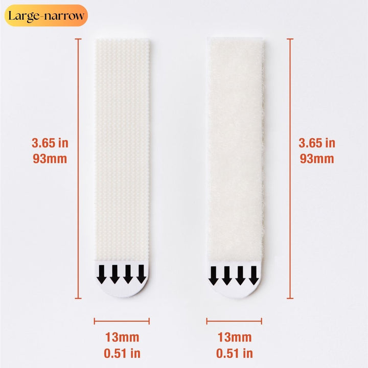 The microscopic size markings of large-narrow picture hanging strips.