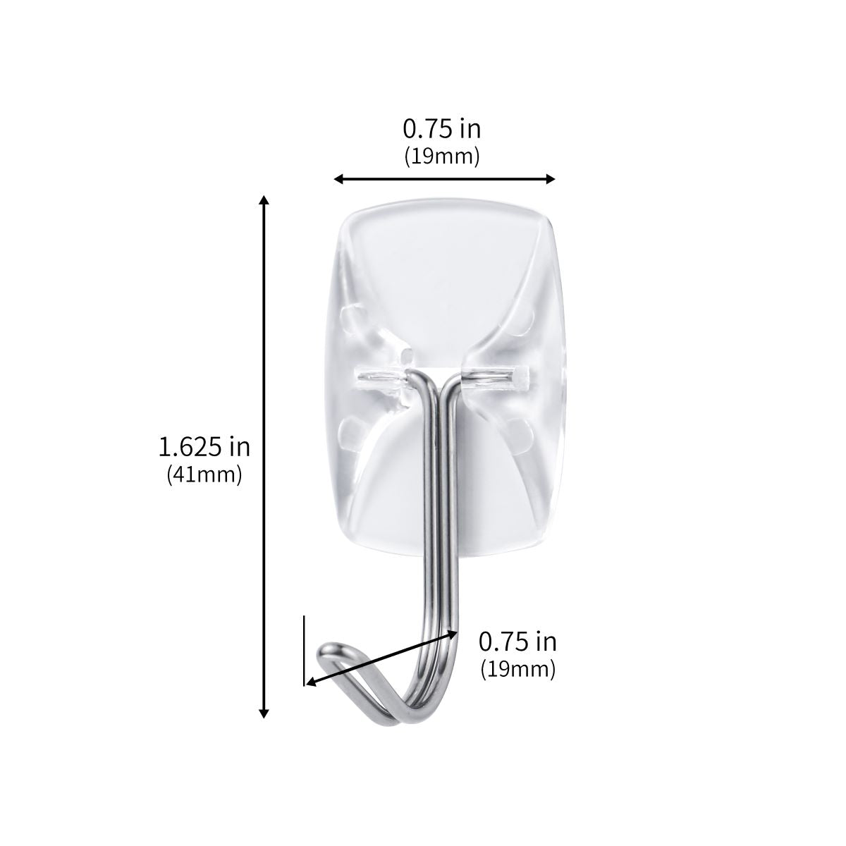 The microscopic size markings of Clear Small Wire Toggle Hooks.