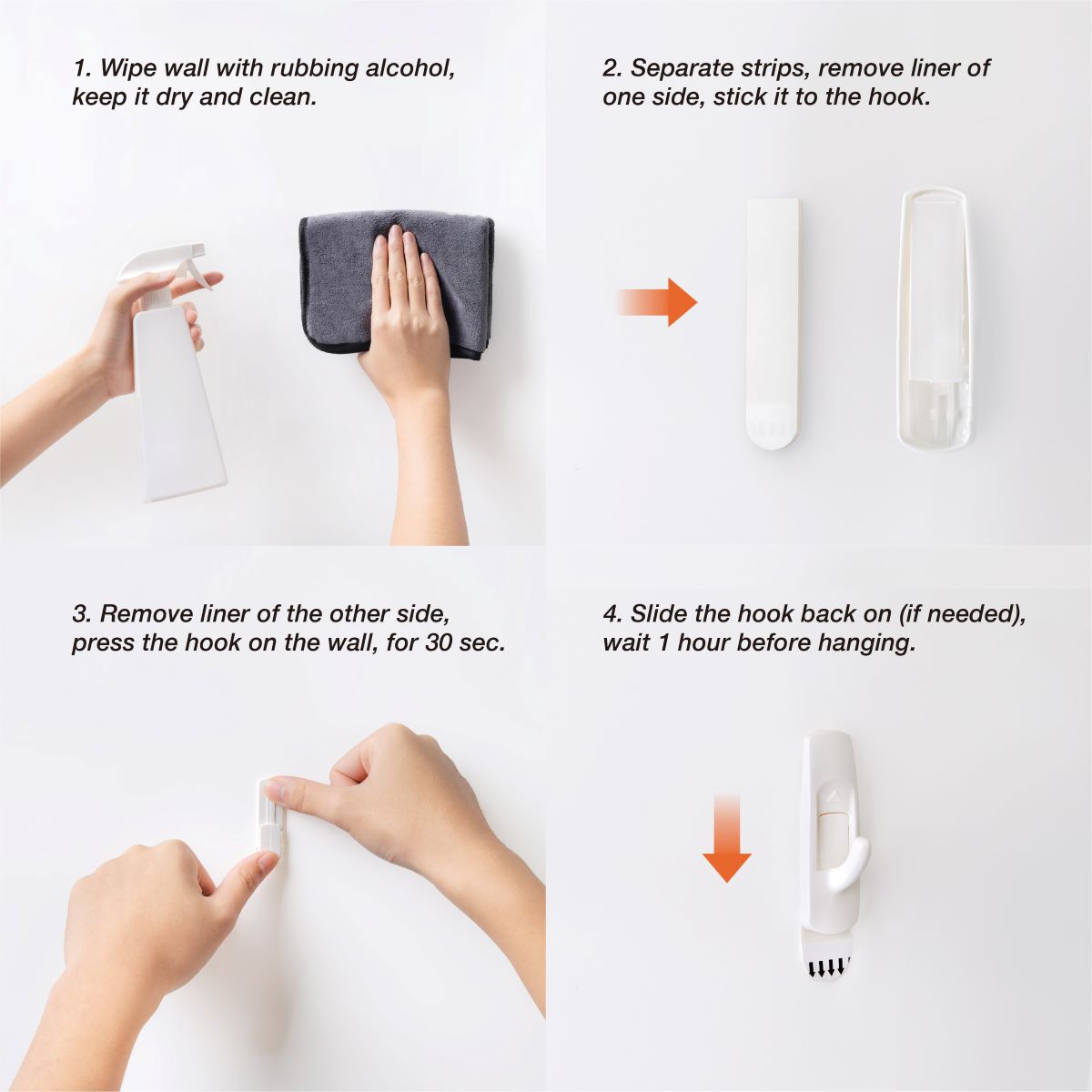 Instructions for the installation process of the hooks.