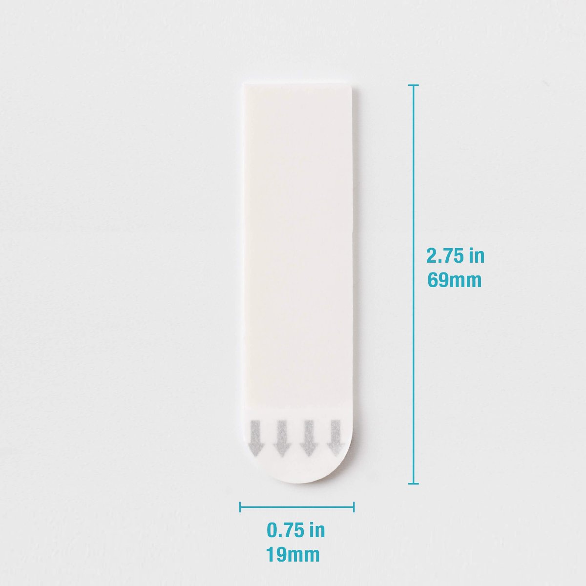 A flat display of a medium refill strip with labeled dimensions.